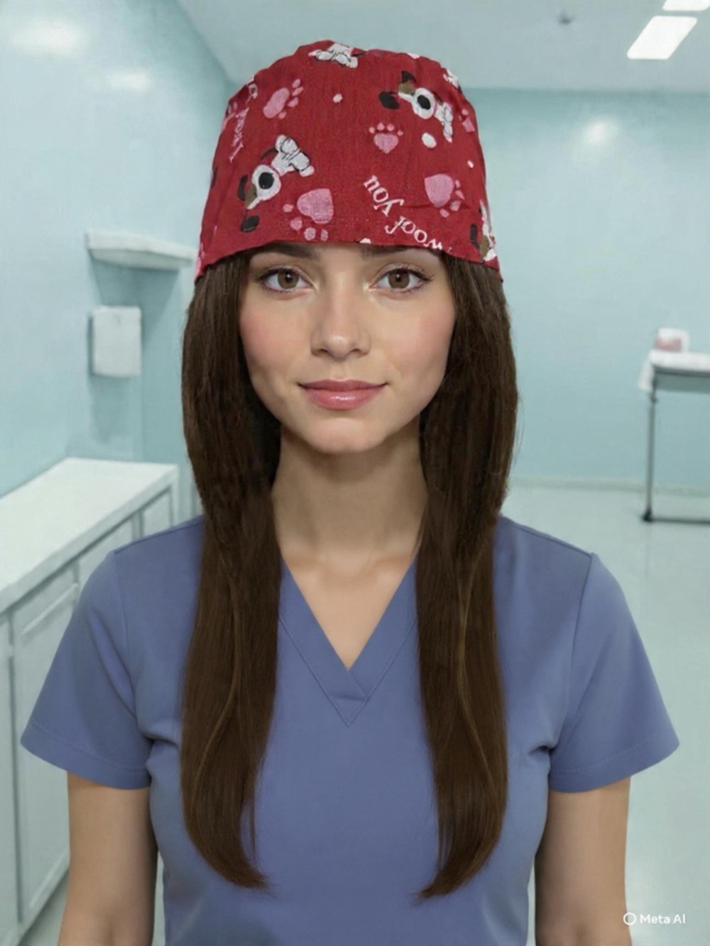 Handmade  Valentine Scrub Cap/ Nurse’s Hat Print Scrub Cap/ Nurse Hat